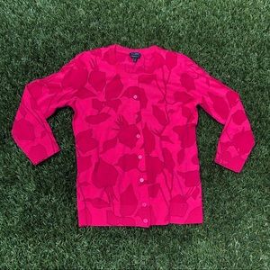 Talbots button cardigan in monochromatic pattern